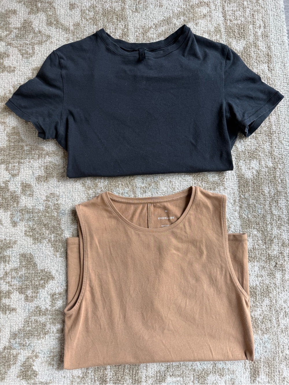 BUNDLE of 2 - Everlane Camel Tank Top & Skims Black Tee